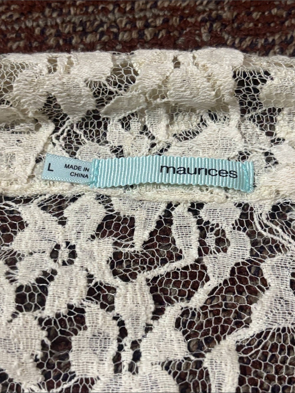 Cream lace moto jacket asymmetrical zipper collared long sleeve dainty jacket L - Picture 6 of 12